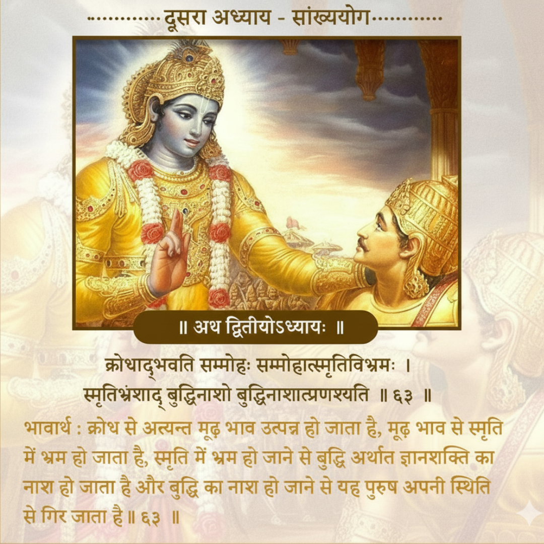 Control Anger: Bhagavad Gita Chapter 2 Verse 63 Insights