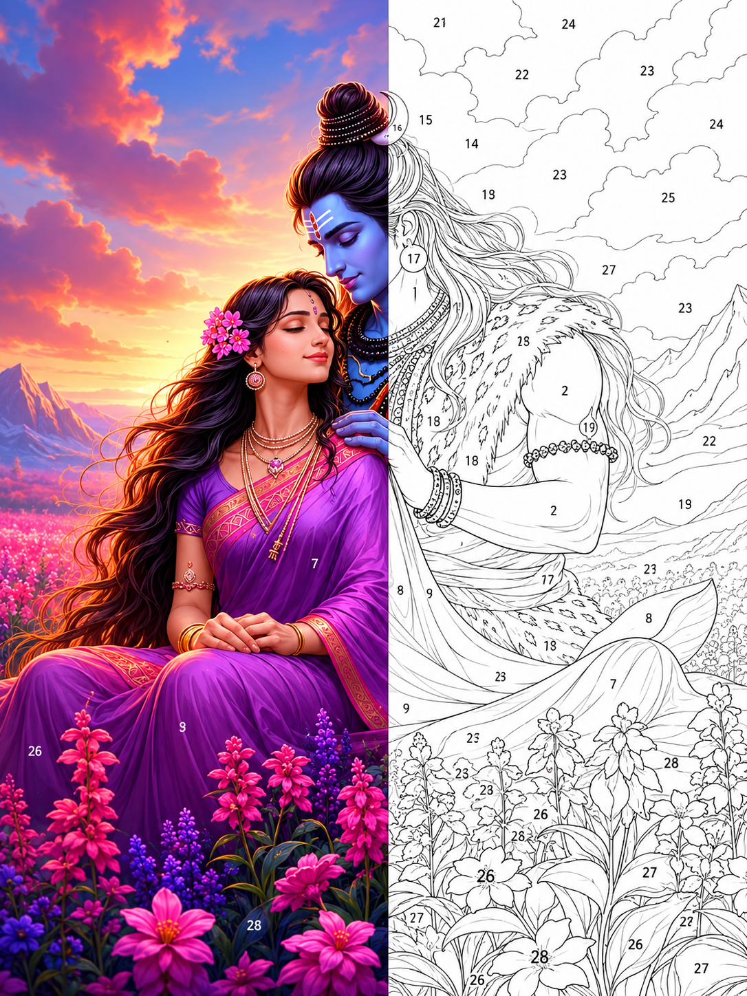 Shiv–Parvati Portrait | A Reflection of Divine Love