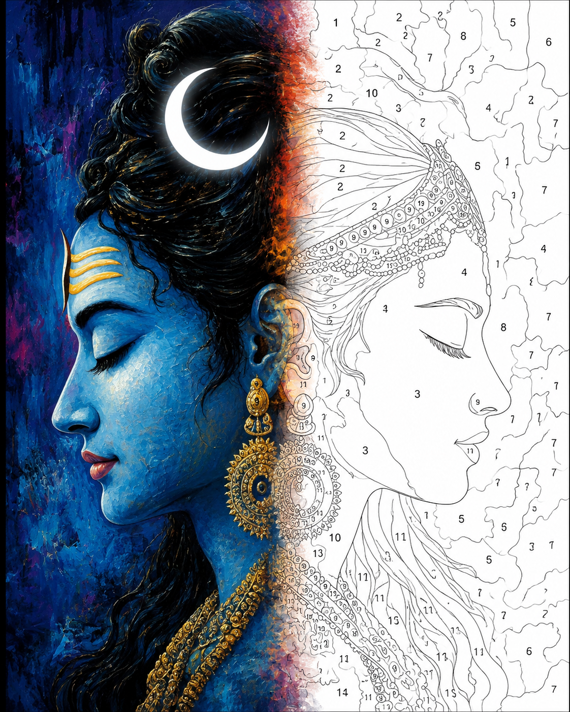 Shiv–Parvati Portrait | A Timeless Calm