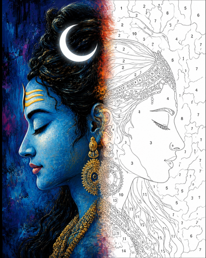 Shiv–Parvati Portrait | A Timeless Calm
